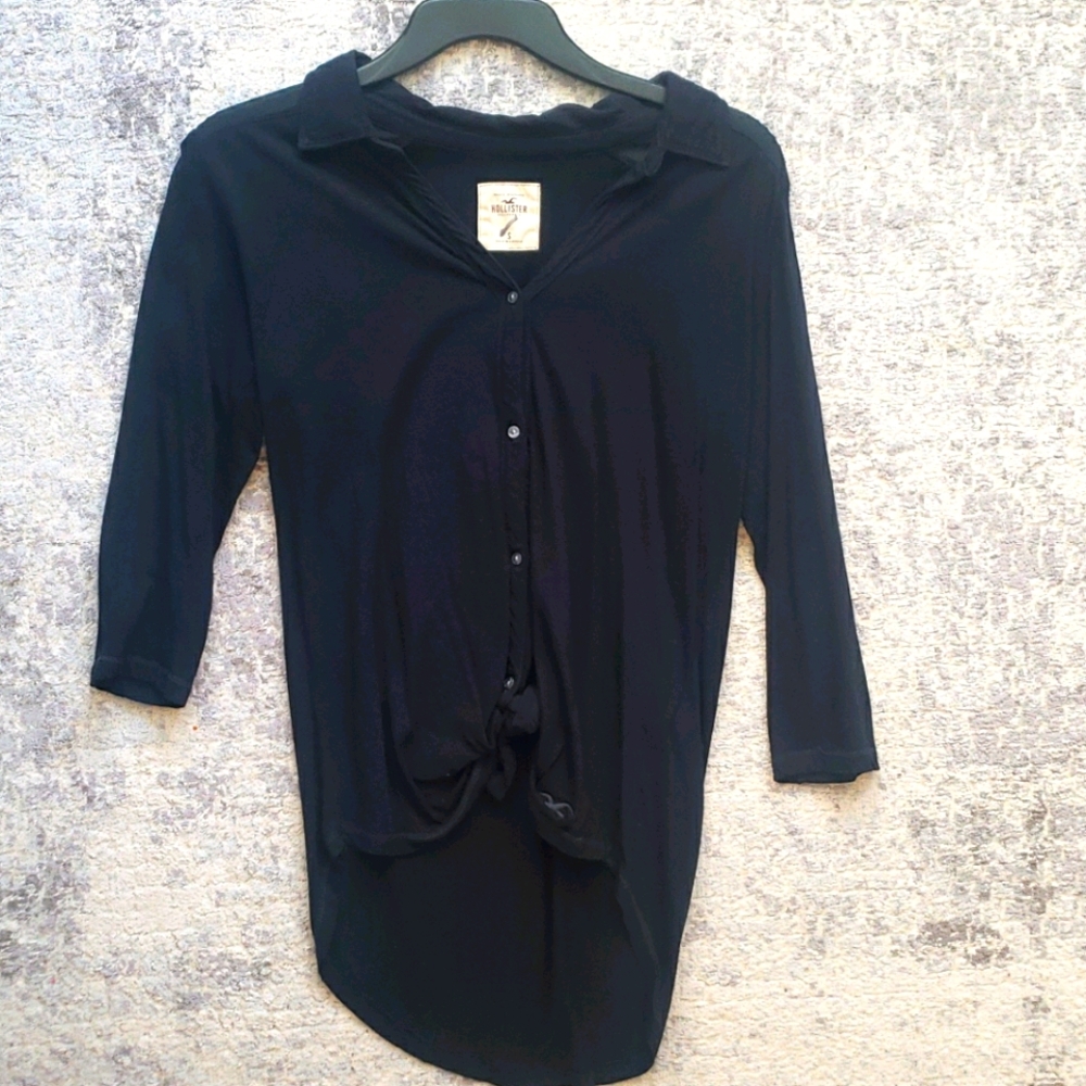 Hollister High-Low Front Tie Tunic Mesh Sleeves
